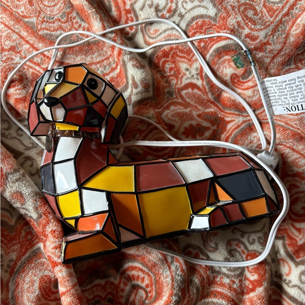 Stained Glass Plastic Dachshund Lamp